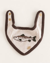 Load image into Gallery viewer, Wallace dog bandana heritage-inspired fish motif in brown and cream tones.