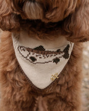 Load image into Gallery viewer, Wallace dog bandana heritage-inspired fish motif in brown and cream tones.
