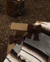 Load image into Gallery viewer, Cable knit dog sailor bow in Oatmeal or Espresso with a cozy, oversized bow design.
