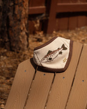 Load image into Gallery viewer, Wallace dog bandana heritage-inspired fish motif in brown and cream tones.
