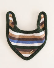Load image into Gallery viewer, The weekender dog bandana Multi-color green, brown, and blue stripes.
