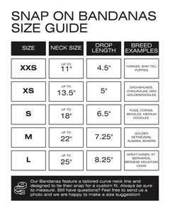 snap on bandana size guide